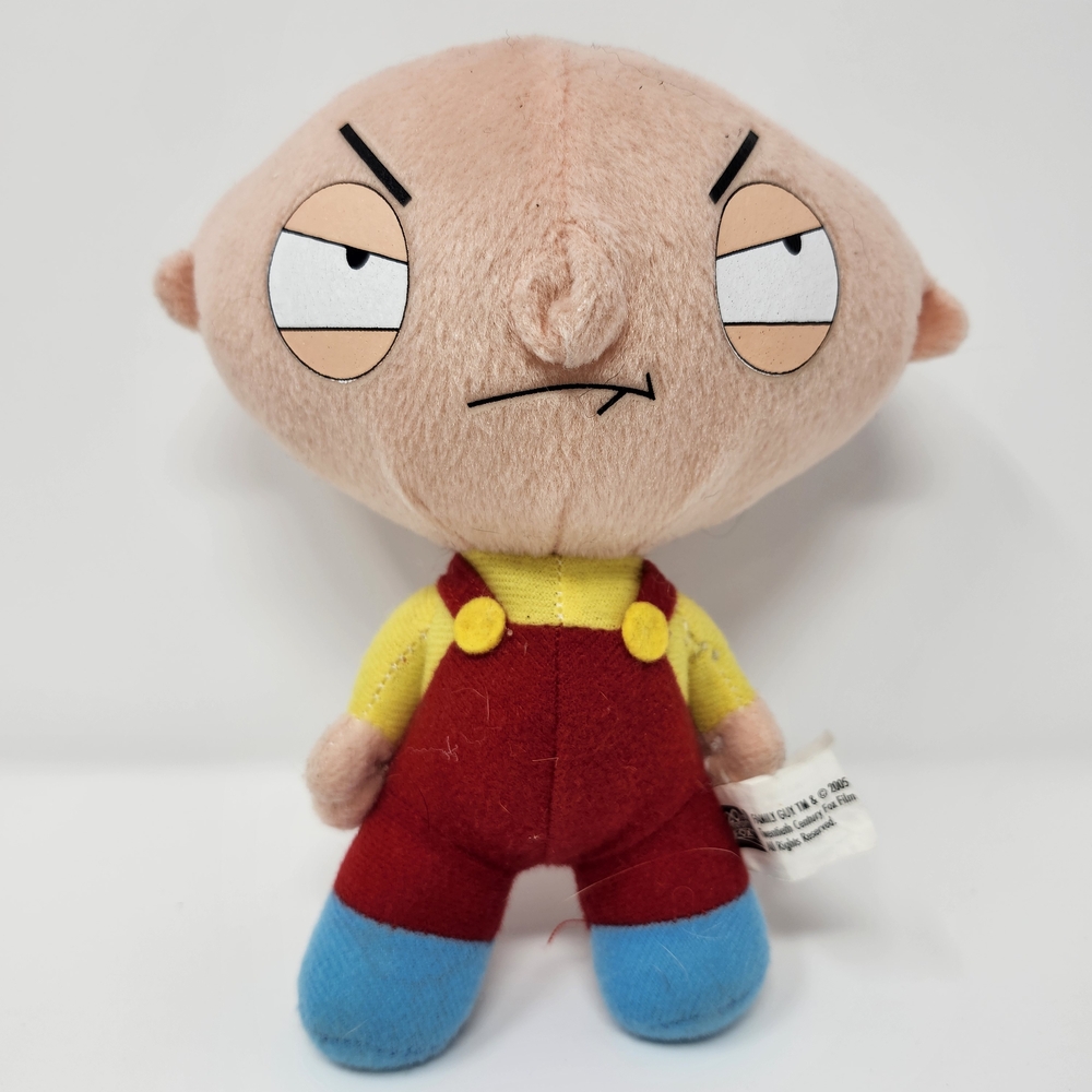 2005 Familly Guy Stewie Cartoon Character Plush Toy with Red Overall NWT